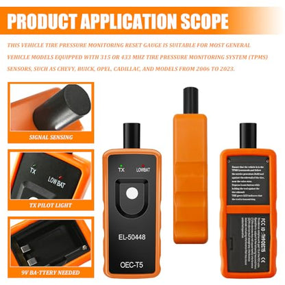 TPMS Relearn Tool for Tire Sensor, TPMS Programming Tool, EL-50448 OEC T5 Tire Pressure Monitor System Activation and Reset, System Programming Training Sensor Compatible with Most Vehicles