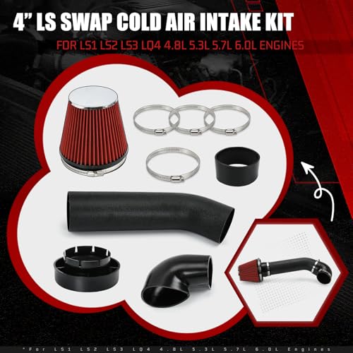 PTNHZ 4" LS Swap Cold Air Intake Kit Relacement With LS1 LS2 LSX LQ4 LQ9 Restomod Camaro Chevelle GTO Monte Carlo Caprice