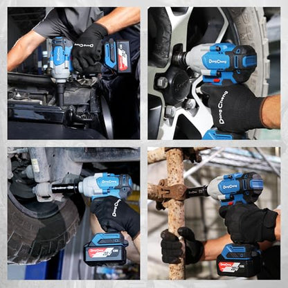 Dong Cheng 20V Brushless Impact Wrench, 670ft-lbs(910N.m) 1/2 Impact Gun - style: 2x4.0Ah Batteries