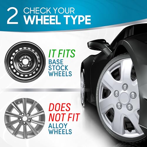 BDK (Set of 4) 16" Inch Rims Hubcaps Automotive Car Wheel Hub Caps Wheel Covers, Snap-On Direct OEM Replacement Toyota, Honda, Nissan, Ford, Mazda, Chevrolet, Kia, Hyundai, Volvo, BMW - 7 Spokes - color: Silver Classic