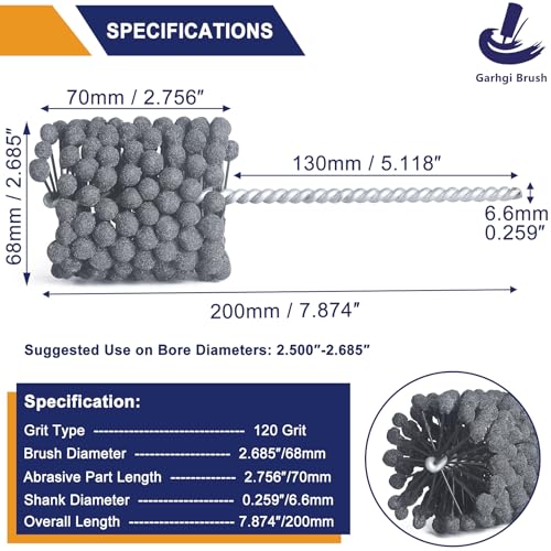 Garhgi 2.685"(68mm) Cylinder Hone with 120 Grit SC Ball Tool - size: 2.685"(68mm), style: 120 Grit