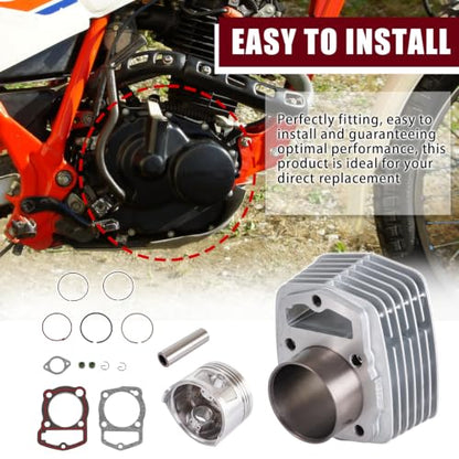 Engine Top End Rebuild Kit 63mm Cylinder Piston Gasket Replacement for Honda XR200R 1981–2002 XR200 1980–1984 XL200R TLR200