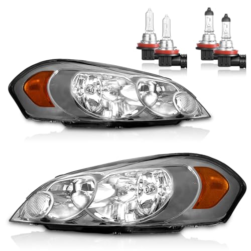 Headlights with High/Low Beam Bulbs for 2006-2013 Chevy Impala - color: Smoke | With High & Low Beam Bulbs
