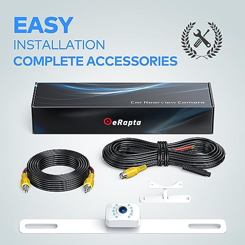 HD eRapta T01B Backup Camera Rear View License Plate Reverse Camera - color: White