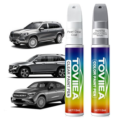 Palladium Silver Metallic(792/9792)Touch Up Paint for Mercedes-Benz - color: (792/9792)Palladium Silver Metallic for B/C/E/G/M/S/R/CL/GL/SL/SLK/CLS/GLK/GLE/GLS Series