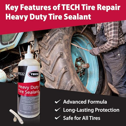 TECH Heavy Duty Tire Sealant for Tubeless Puncture Repair, up to 1/2 Inch