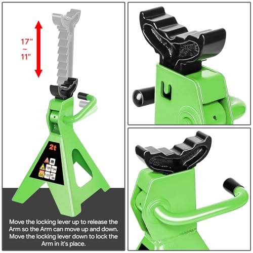 DNA MOTORING 2 Ton Car Jack and Stands Kit Green - color: Green