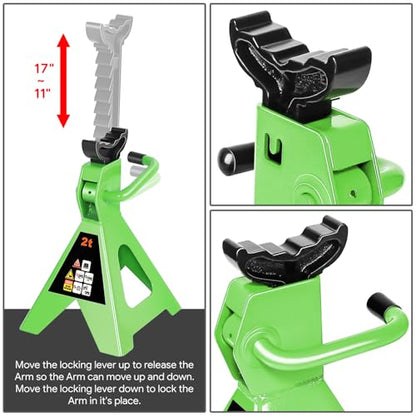 DNA MOTORING 2 Ton Car Jack and Stands Kit Green - color: Green