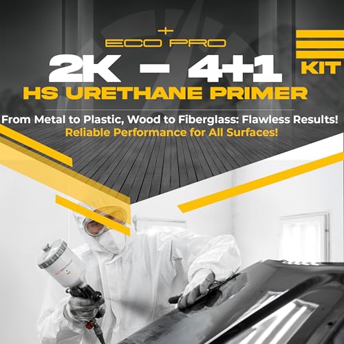 Eco Pro 2K 4:1 HS Urethane Primer Red & Medium Hardener Kit – High Build, Controlled Drying, Auto Body & Industrial Refinishing – 1 Gallon Primer + 1 Quart Hardener - color: Eco-Pro-2K-4-1-Red-Medium-Kit