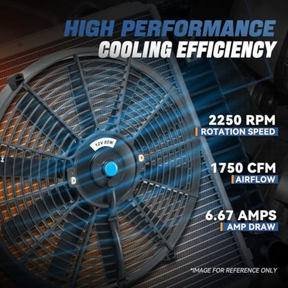 Auto Dynasty 14 inch Universal 12V Electric Radiator Cooling Fan Kit, Black - color: Black, size: 14 Inch Diameter