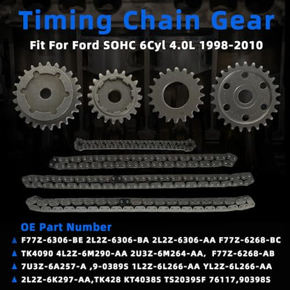 Engine Timing Chain Kit w/Water Pump Oil Pump Fit For Ford Explorer 1997-2010 Ranger 2001-2011 Mustang 2005-2010 For Mercury Mountaineer 03-10 Mazda B4000 01-09 4.0L V6 F77Z8501AD