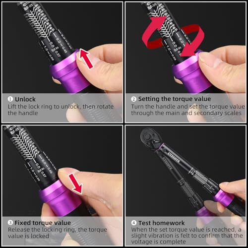 1/4" Inch Drive Click Torque Wrench 20-240 FT-LB/2.3-27.1N.M, ±3% Accuracy, Dual-Direction Click Professional Torque Wrench, Dual Range Scales Graduated in FT.LB and N.M, Purple - size: 1/4" 20-240 FT.LB(Purple)