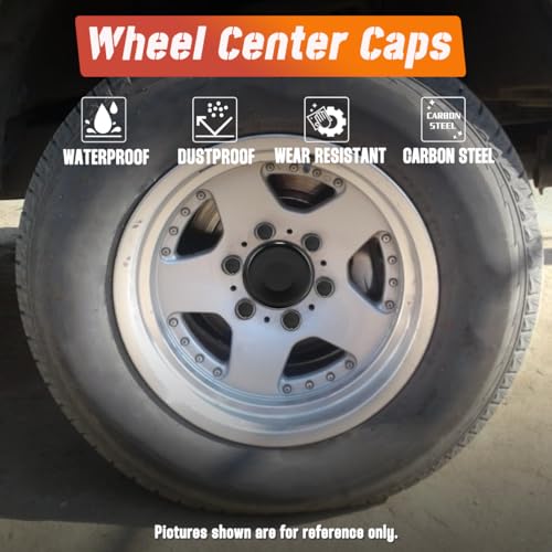 2 Pack 4.25" Push Through Trailer Wheel Center Caps & Lug Nuts - color: Matte Black