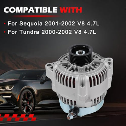 13859 Alternator Fit for Sequoia 2001-2002 V8 4.7L, for Tundra 2000 2001 2002 V8 4.7L, Replace OE 27060-0F020-84, 102211-0610 - size: 13859 | 100A