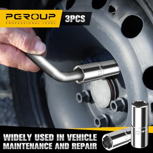 Telescoping Lug Wrench, Extended Lug Wheel Wrench with 17mm/19mm(3/4”), 21mm(13/16”)/22mm(7/8”) Chrome Vanadium Steel Sockets for Car, Truck, Vans