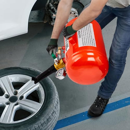 TUFFIOM 5 Gallon Air Tire Bead Blaster Seater w/Pressure Gauge & Handle, Wheel Seating Tool Inflator Tank for Truck ATV, 85-116PSI Operating Pressure, Red - color: Red