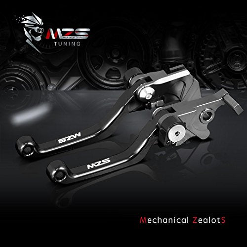 MZS Black Dirt Bike Brake Clutch Levers Adjustable Foldable Pivot Short Set - color: Black, size: WR250F/WR450F/KLX300R/KLX450R