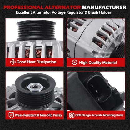11148 Alternator 125Amp 12V Compatible with Colorado Canyon H3 H3T i290 i370 2007-2012 OE 15884348, 15946765, 25925948