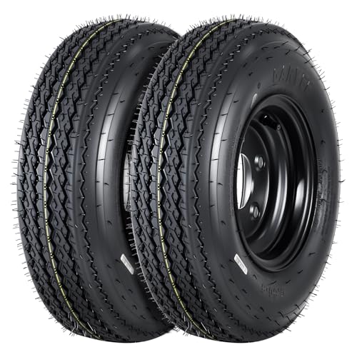 GarveeTech 2-Pack Trailer Tire On Rim 4.80-8 480-8 4.80x8 Trailer Tires and 5 Lug on 4.5 in PCD 8 in Wheels 6PR Black - size: 4.80-8