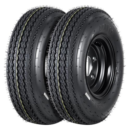 GarveeTech 2-Pack Trailer Tire On Rim 4.80-8 480-8 4.80x8 Trailer Tires and 5 Lug on 4.5 in PCD 8 in Wheels 6PR Black - size: 4.80-8