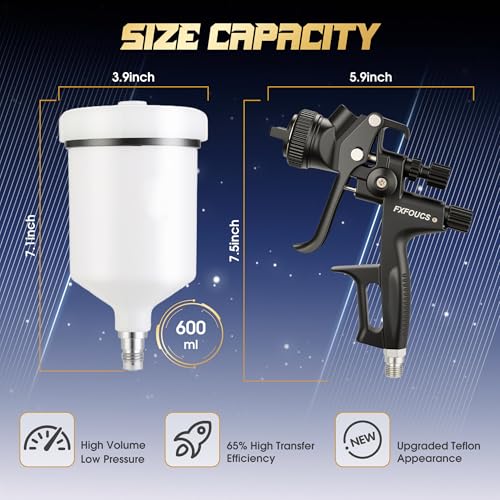 HVLP Air Spray Gun Kit 1.3mm, Professional Automotive Paint Sprayer - color: Black, size: 1.3mm