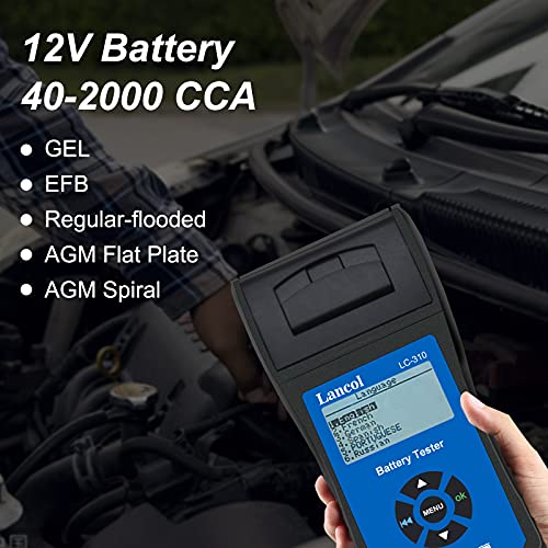 Lancol Car Battery Tester with Printer 12V Automotive Load Tester Alternator Tester Auto Digital Analyzer Tool Charging Cranking System Tester for Car Truck Motorcycle ATV SUV Boat Yacht