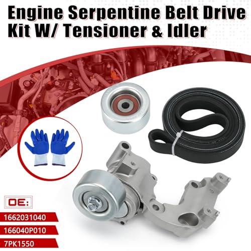 Drive Belt Tensioner and Idler Pulley Serpentine Belt Kit Compatible with Lexus IS250 ES350 Rx350 for Toyota Avalon Rav4 Sienna Camry Highlander Venza 3.5L V6 Replace 89374 7PK1550 1662031021 - size: 89374