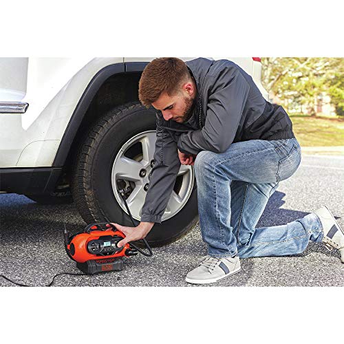 BLACK+DECKER Tire Inflator Portable Air Compressor, Air Pump for Inflatables, 3 Modes: Electric Outlet, 12V Car Adapter and Cordless 20V MAX, Battery Sold Separately (BDINF20C)