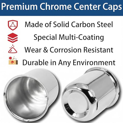4.25 Inch Sliver Wheel Center Caps Compatible with Trailer Truck RV SUV Wheel Rims, 4Pcs Steel Chrome Push Through Trailer Center Caps, 3.66 Inch Height (4.25in) - size: 4.25in