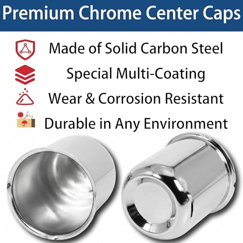 3.31 Inch Sliver Wheel Center Caps Compatible with Trailer Truck RV SUV Wheel Rims, 4Pcs Steel Chrome Push Through Trailer Center Caps, 2.99 Inch Height (3.31IN) - size: 3.31IN