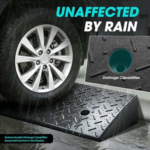 DNA Motoring 2pcs 5.3" Rise Rubber Curb Ramp Heavy Duty Loading Driveway Ramp Threshold Ramp 19.5" W x 13.6" D x 5.3" H for Loading Dock, Warehouse, Motorcycles, Cars, TOOLS-00646 - style: 5.3 in 2pcs