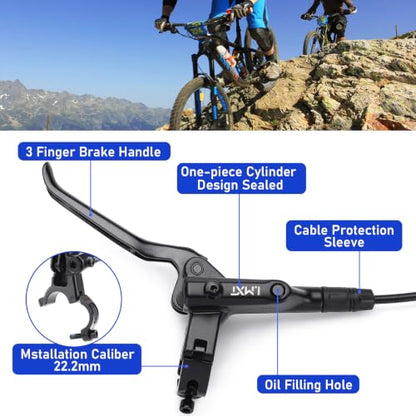 TOBWOLF Front Left Dual Piston Hydraulic Disc Brake Kit with 160mm Rotor - color: 85cm Front Left Hydraulic Brakes - Dual Piston