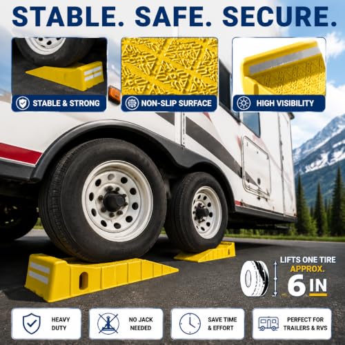 BESEA Trailer Tire Changing Ramps 2 Pack, Heavy Duty RV Trailer Ramps