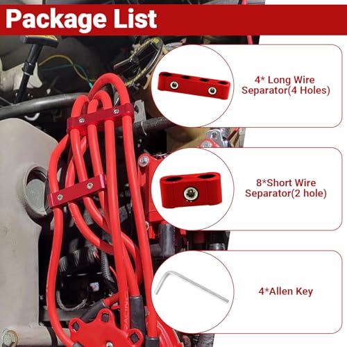 12-Piece Spark Plug Wire Separator and Holder Set (red) - color: red