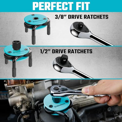 DURATECH 3-Jaw Adjustable Oil Filter Wrench, 3" to 5.51"(76mm to 140mm) - size: 3 to 5.51 Inches