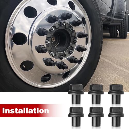 6PCS Two Piece Wheel Nuts, 28mm Sleeve Flanged, M22x1.5, 33mm Hex