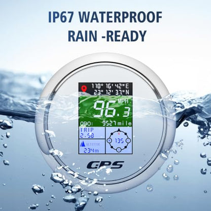 Boat GPS Speedometer Gauge 3-3/8" 85mm Waterpoof for Marine Car - color: White