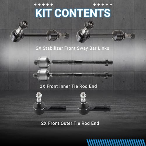 Front End Suspension Kit Tie Rods Inner and Outer Complete Kit, Tie Rod and Sway Bar (For 2004-2005 Ford F-150 4WD) - size: For 2004-2005 Ford F-150 4WD