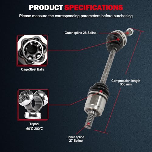 CCIYU CV Axle Shaft Assembly for Honda Accord 1998 1999 2000 2001 2002 - size: 18-0003