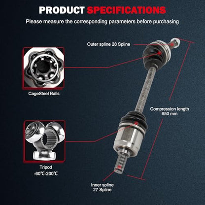 CCIYU CV Axle Shaft Assembly for Honda Accord 1998 1999 2000 2001 2002 - size: 18-0003