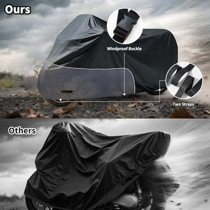 Motorcycle Cover 300D Heavy Duty Waterproof 96 Inch, Grey - color: Grey, size: 96"