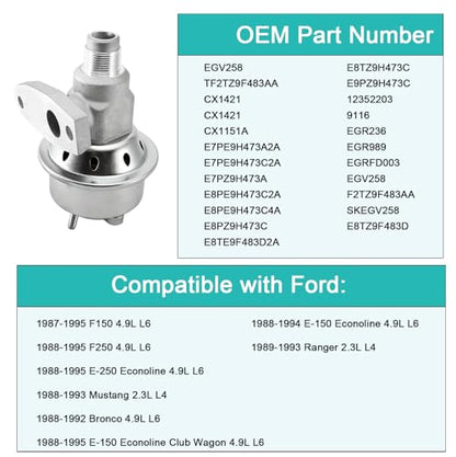 AULINK 12352203 EGR Valve (4.9L L6 2.3L L4) For Ford Bronco 1988-1992 E-150
