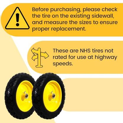 MZREXN 4.80/4.00-8" Wheelbarrow Tires, 15" Flat Free Tire and Wheel - color: Yellow-2pcs