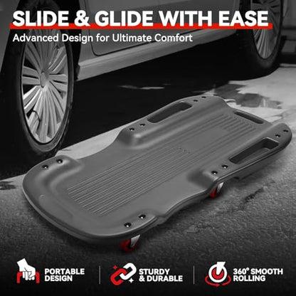 Auto Dynasty 38 in Low-Profile Under-Car Rolling Mechanic Creeper, Gray - color: Gray