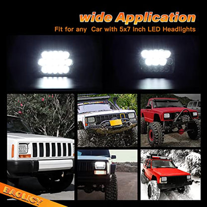 5x7In H6054 LED Headlights DOT Approved 2PCS Hi/Low Beam Rectangle - size: 5x7 led headlights-2pcs