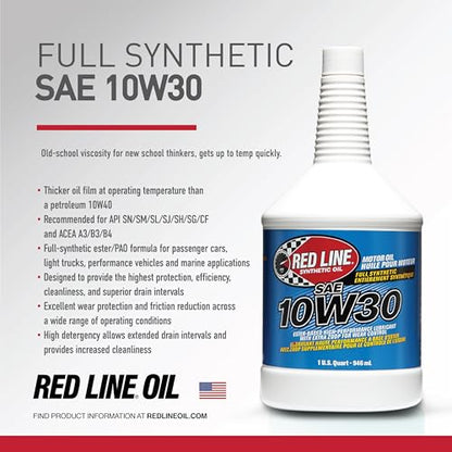 Red Line 11304 SAE 10W30 Fully Synthetic Motor Oil - 1 Quart (6 Pack) - size: Quart (6 Pack)