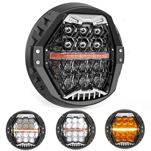 Black-silver 1000% Bright 120W 7'' Motorcycles LED Headlight with Amber Turn Signal Compatible with Road King Road Glide Street Glide Electra Glide Ultra Limited Trike Heritage Softail Fat Boy Yamaha - color: Silver, size: 7 inch