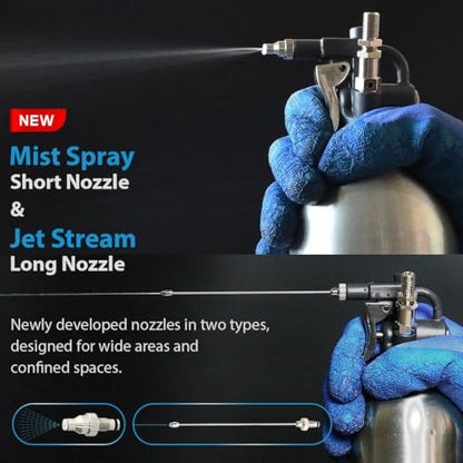 FIRSTINFO 1000 mL Aluminum Refillable Pressure Fluid Spray Can, 140 PSI - size: 33.8 Ounces w/ 2 Nozzles