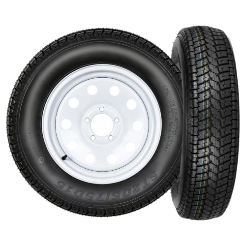 TUFFIOM 2 Pack 205/75/15 Trailer Tire and Wheel Assembly, 5 Lug on 4.5 Inch PCD with 15" Rims Load Range C 6PR White, ST205/75D15 - color: White, size: ST205/75D15