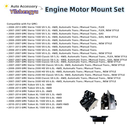 Engine Motor Transmission Mount Replace Kit for Trucks & SUVs - size: Set of 3